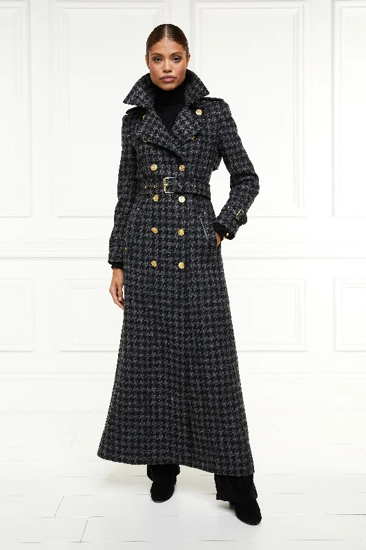 Take Advantage Full Length Chelsea Trench Coat (Large Scale Charcoal Houndstooth)