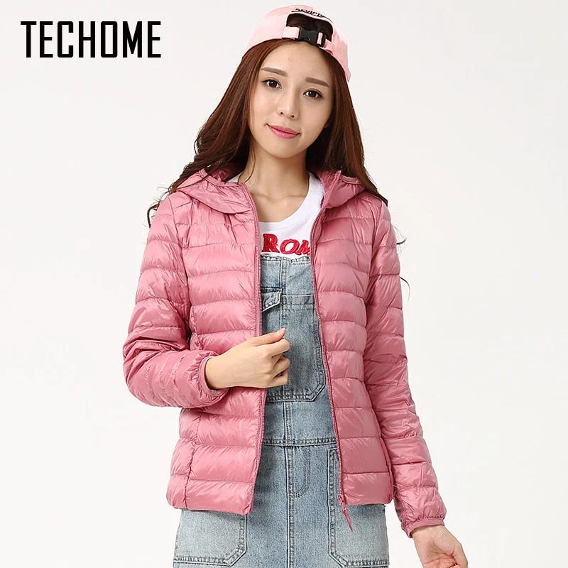 Special Discount Autumn Winter Down Jackets For Women Brand Designer Hooded Coat Ultra Light Duck Down Jacket Womens Hoodes Warm Winter Coats