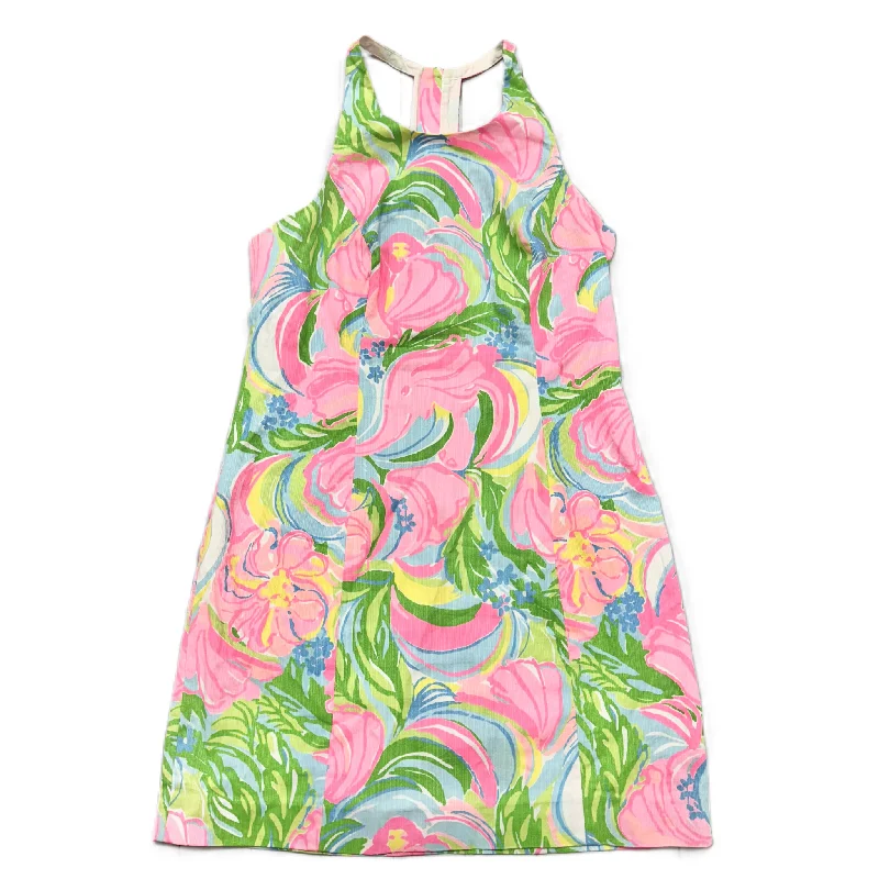 cocktail party dressDress Designer By Lilly Pulitzer In Green & Pink, Size: S