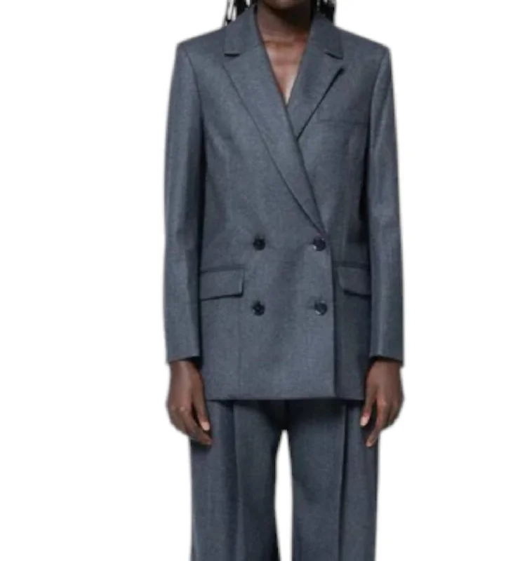 TIME-Limited Offer Flannel Stripe Blazer Jacket In Grey