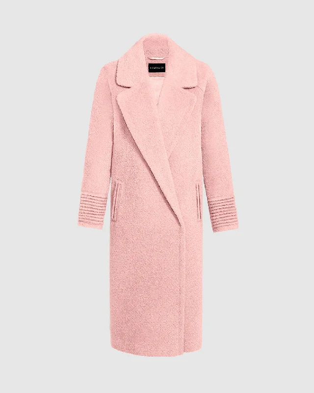 Massive Deals Bouclé Alpaca Long Raglan Sleeve Notched Collar Coat