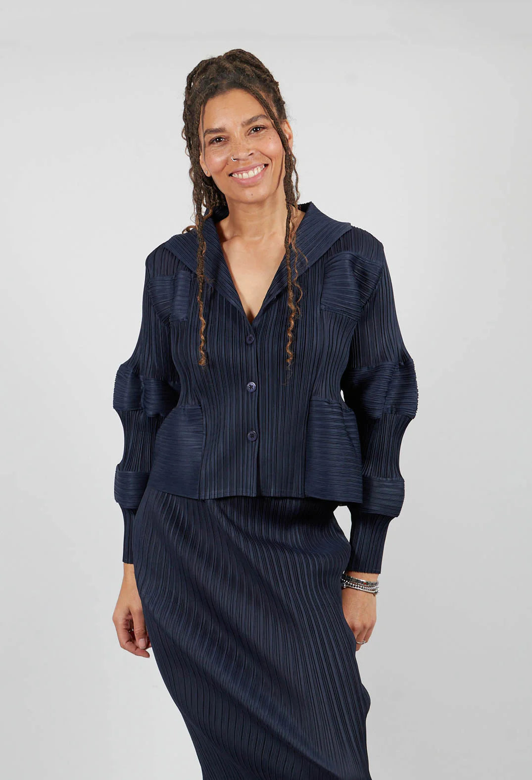Year-End Clearance MeiMeiJ Plisse Bubble Shirt In Dark Nights