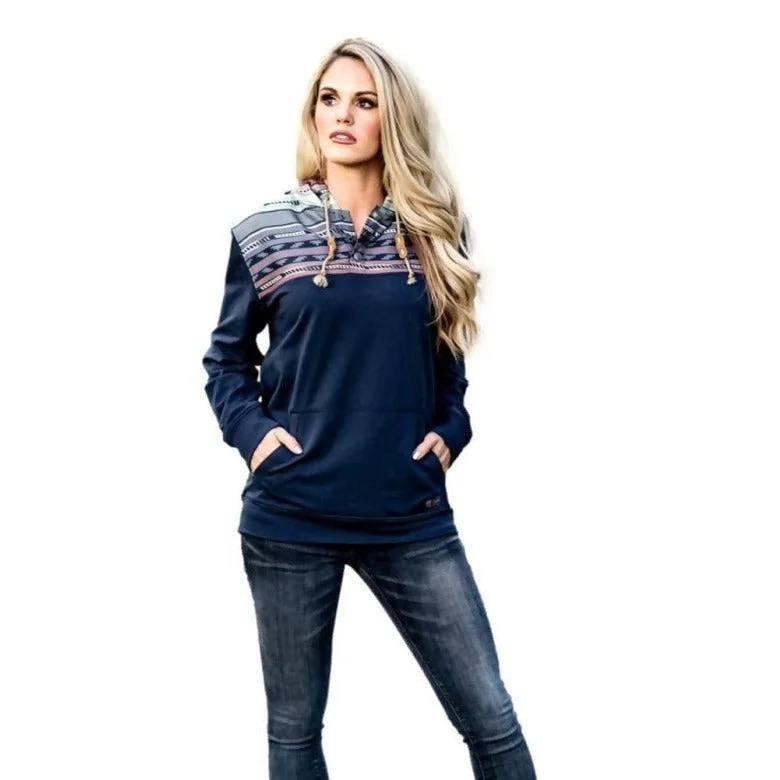 Act Fast STS Ranchwear Women's Ryland Navy Serape Hoodie
