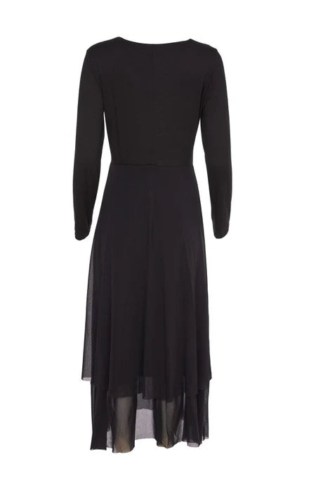 elegant dressNaya Black Dress With Mesh Skirt