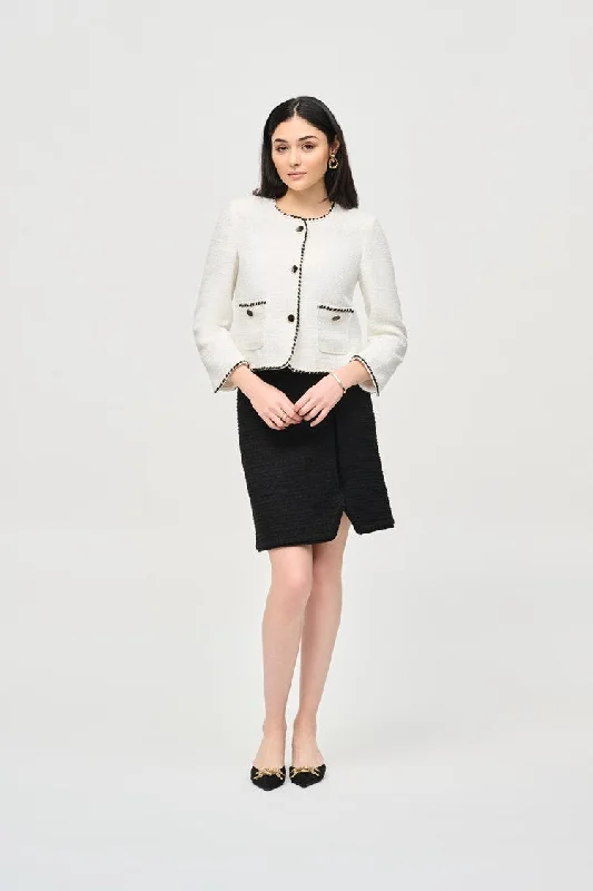 Closeout Joseph Ribkoff Black Bouclé Woven A-Line Skirt