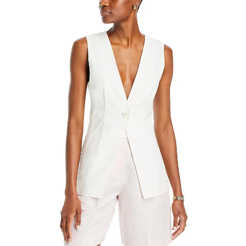 Early Access Womens V-Neck Sleeveless One-Button Blazer