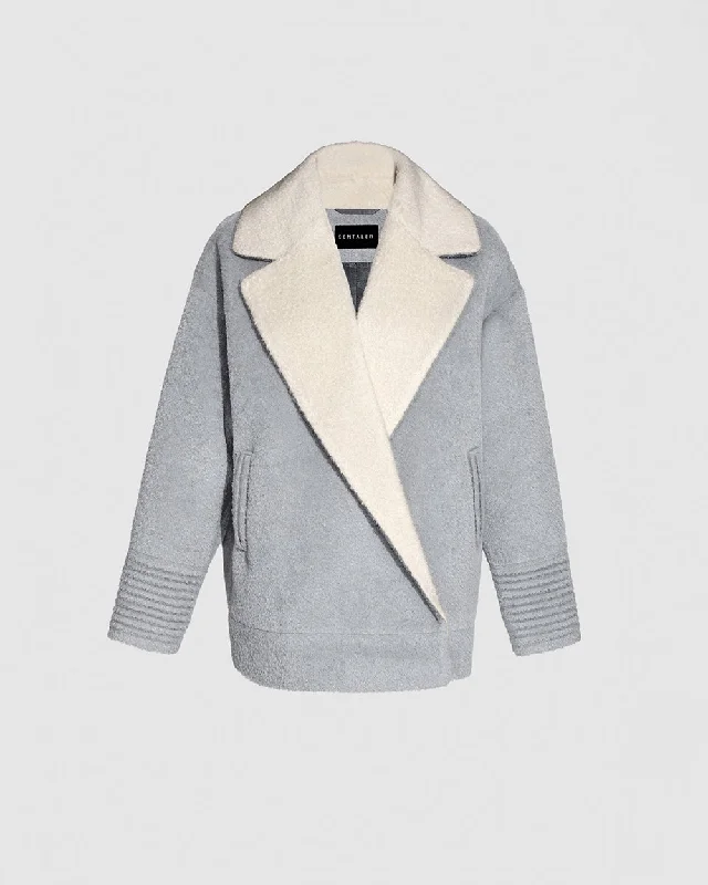 Instant Discount Bouclé Alpaca Dropped Shoulder Aviator Jacket