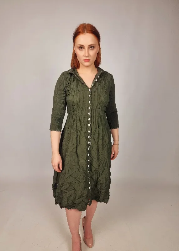 Blowout Sale Alquema Olive Contrast Nehru Coat Dress
