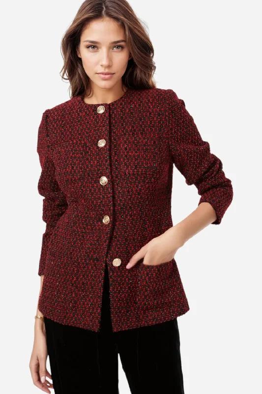 slim fit coatCami NYC Wrenley Metallic Tweed Jacket Red