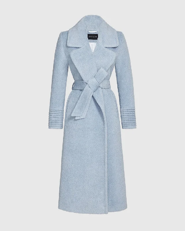 Price Cut Bouclé Alpaca Long Notched Collar Wrap Coat