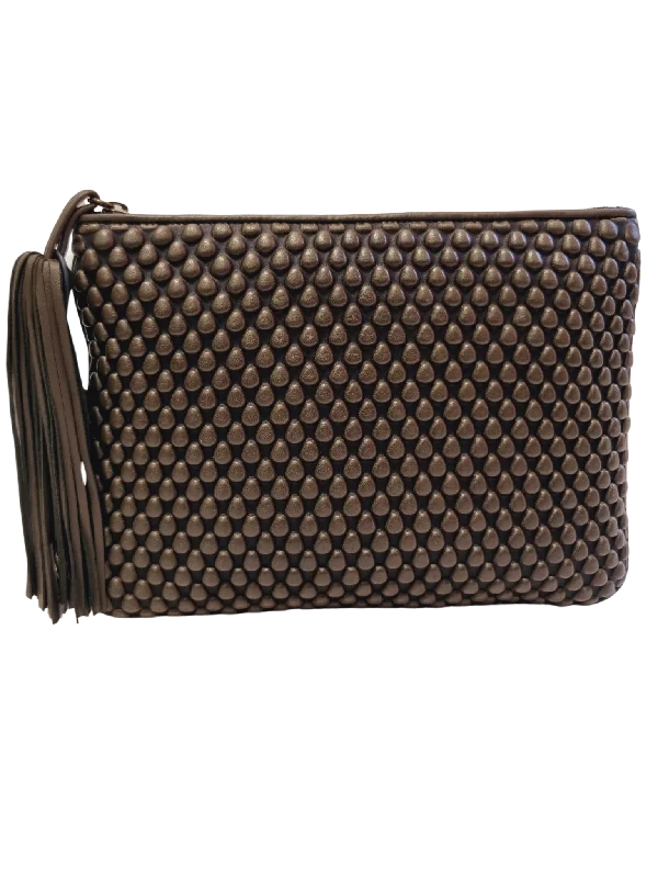 Customer Appreciation Sale Tissa Fontaneda Loden Green Spanish Nappa Leather XL Pochette