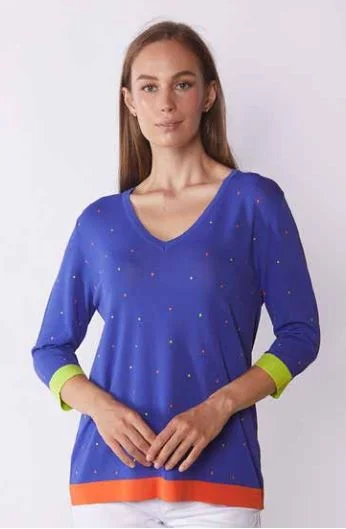 Buy More, Save More Rizzolo Micro Stamped Purple Dotted Sweater