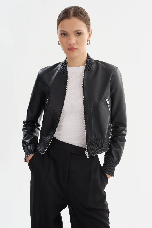 minimalist jacketKORDELLA | Reversible Leather Bomber Jacket