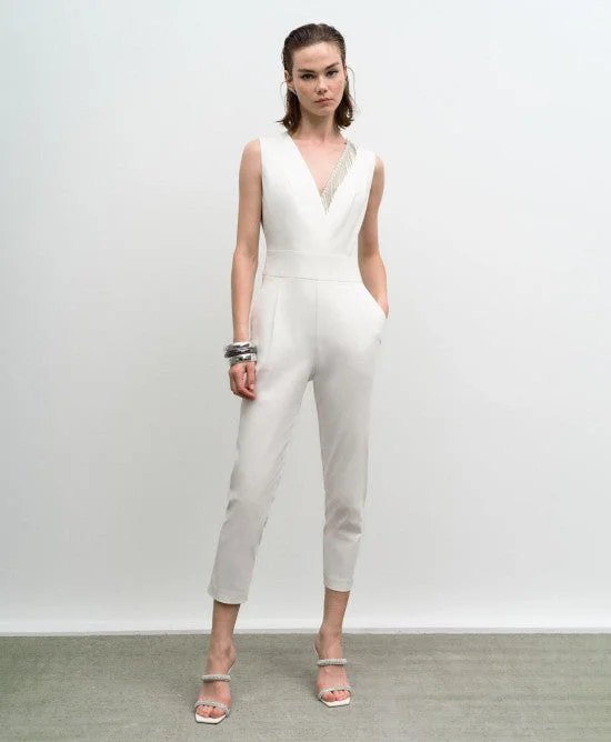 Instant Discount Access Rhinestone Jumpsuit With Fringing