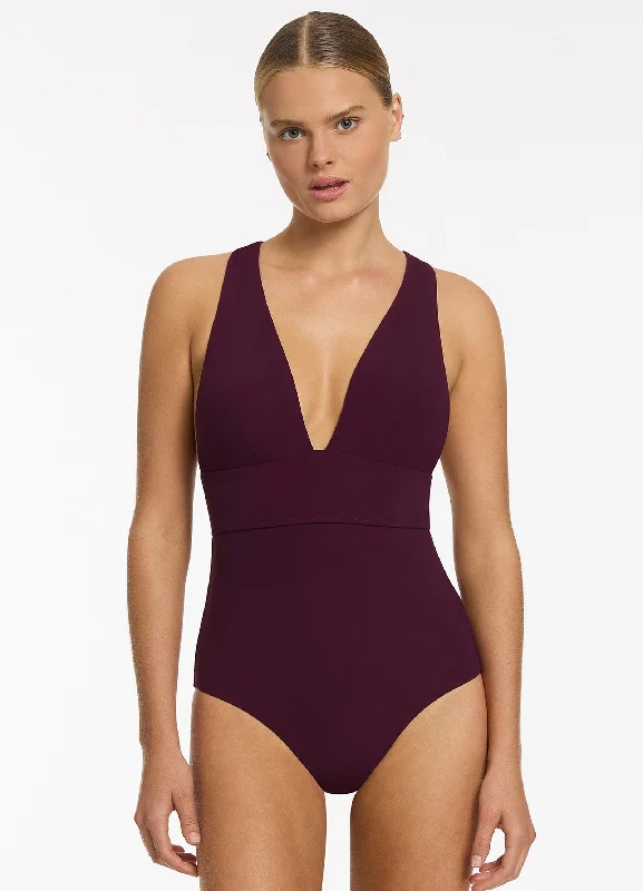 Deep Discounts Jetset Plunge Tie Back One Piece - Port