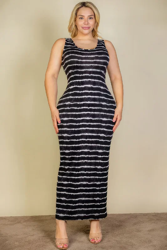 Price Blitz Plus Size Tie Dye Printed Tank Bodycon Maxi Dress