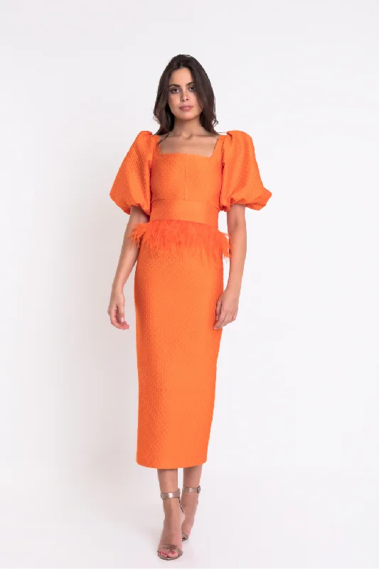 chic dressMatilde Cano Naranja Pluma Dress