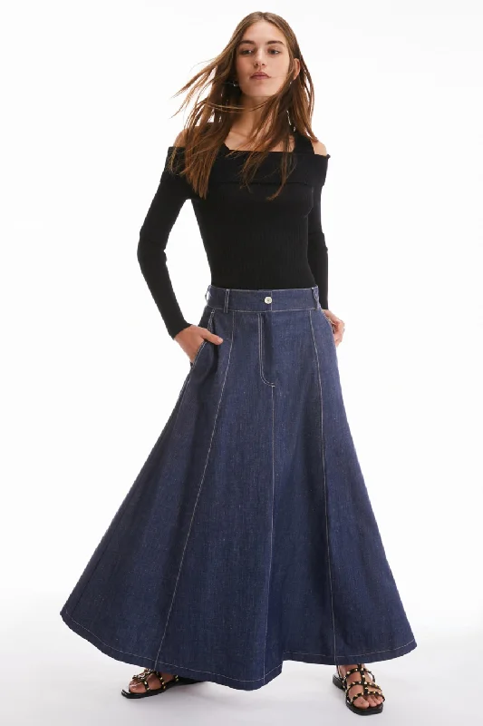 Super Savings PENNYBLACK Graphite Linen & Cotton Denim Skirt