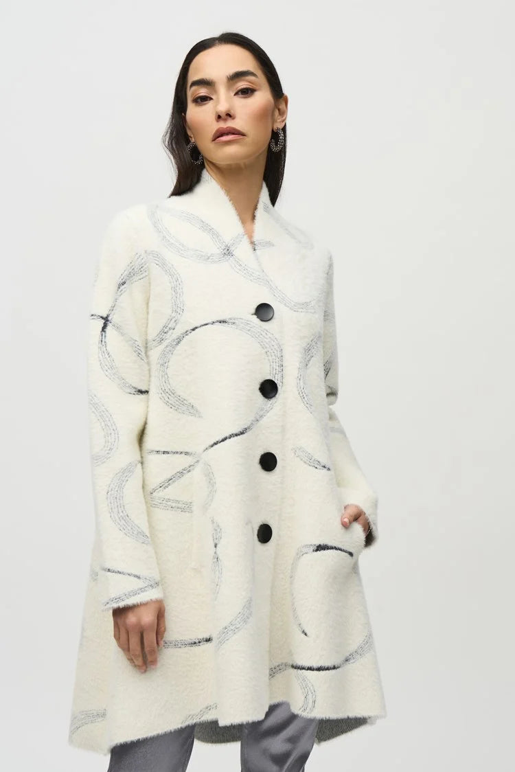 long sleeve dressJoseph Ribkoff Abstract Jacquard Sweater Coat