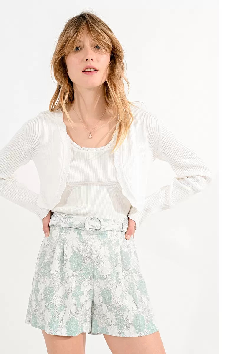 Savings Spectacular Molly Bracken Off White Scalloped Cardigan