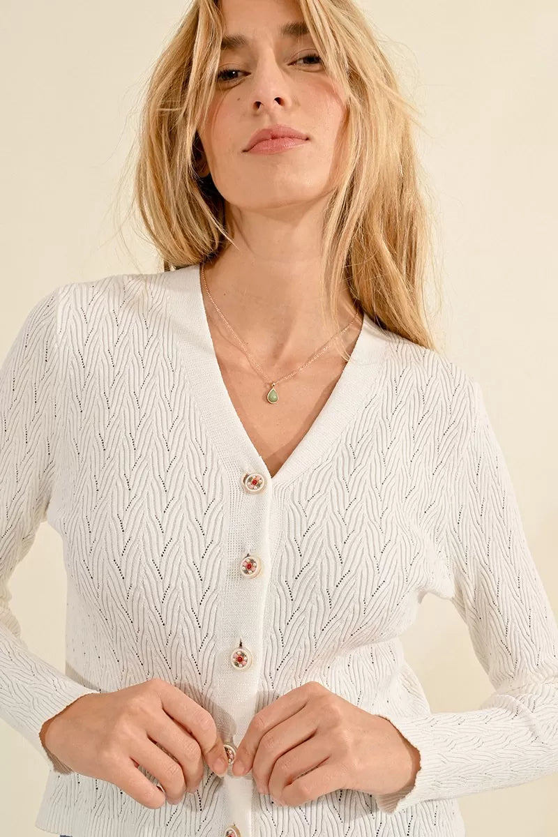 Price Buster Molly Bracken Off White Cardigan & White Tank
