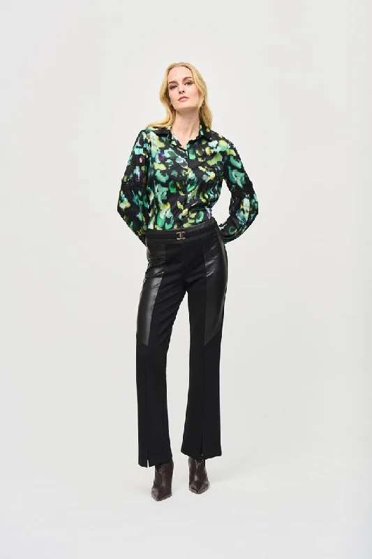 Take Advantage Joseph Ribkoff Satin Abstract Print Button-Down Blouse