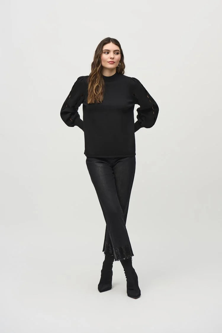 Today Only Joseph Ribkoff Black Sweater Knit Mock Neck Top