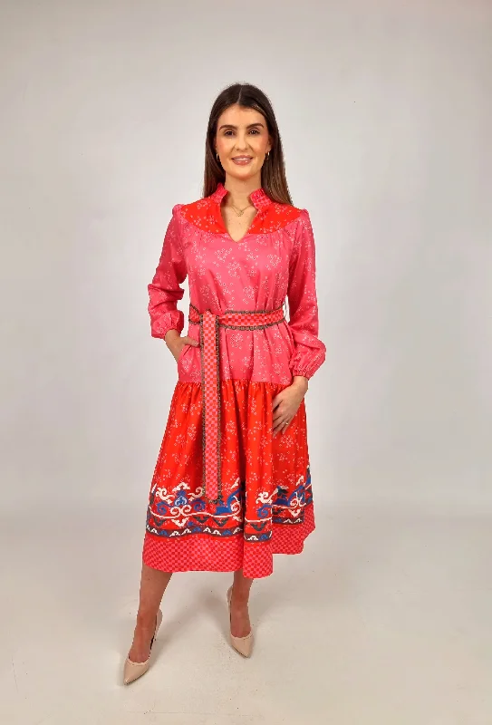 Bargain Bin Emily Lovelock Pink Belted Midi Dress