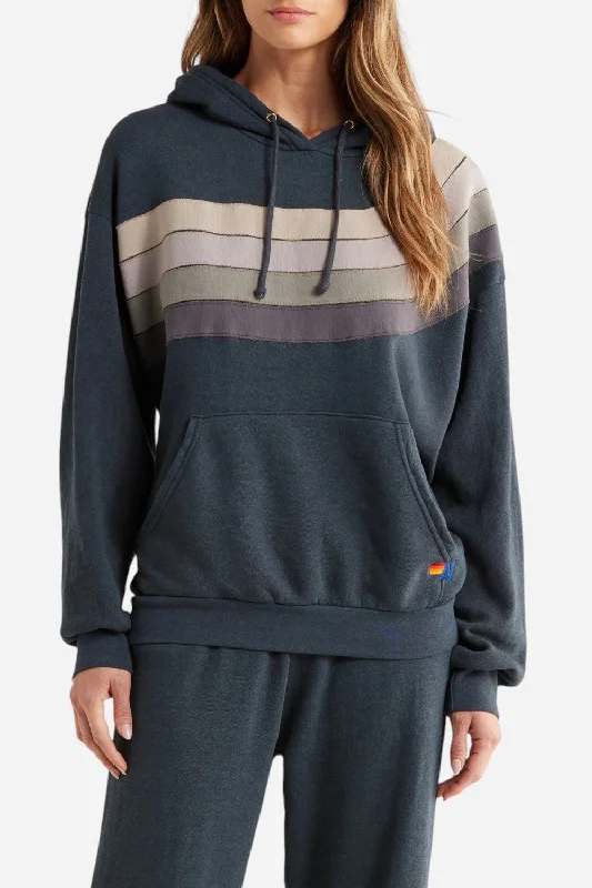 Aviator Nation Wave Stripe 4 Hoodie in Charcoal