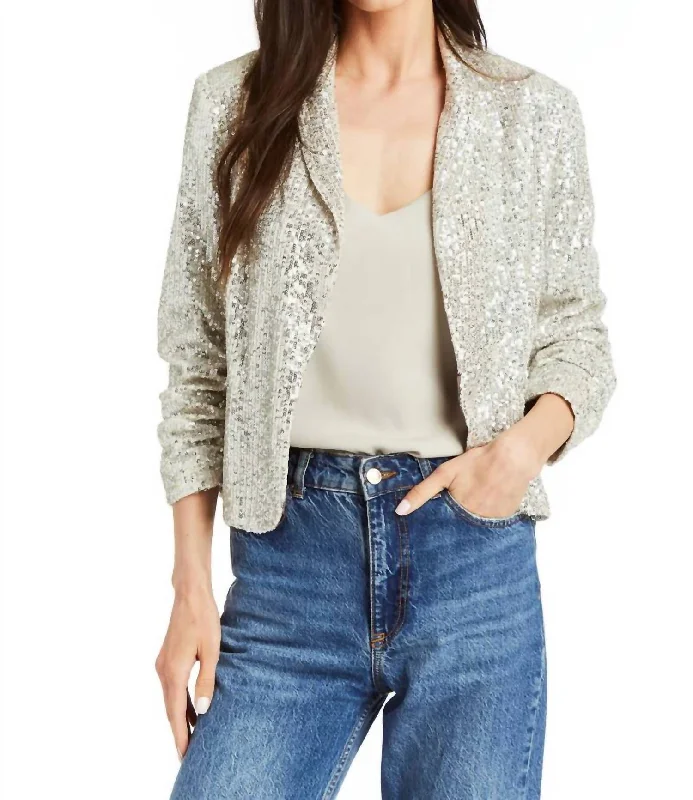 Members Only Suzie Sequin Blazer In Stone