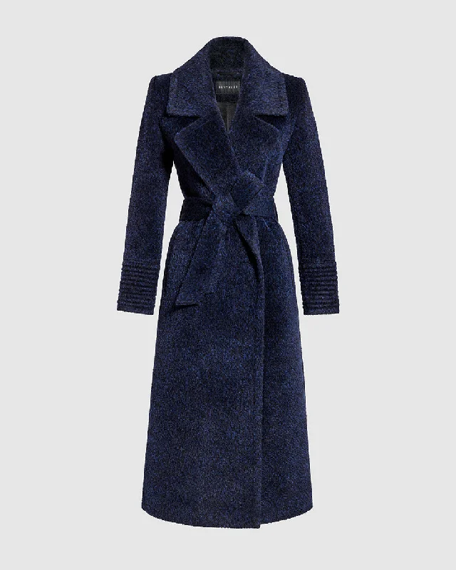 tailored blazer coatBouclé Alpaca Long Notched Collar Wrap Coat