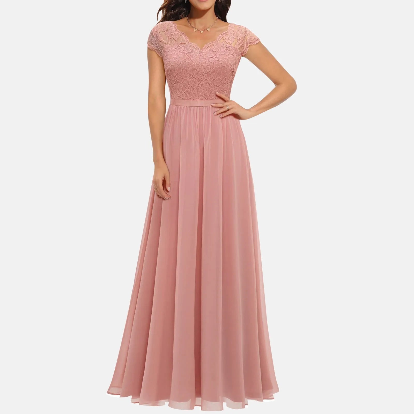 While Supplies Last JuliaFashion - Lace Patchwork Maxi Long Evening Solid Lace Patchwork Backless V Neck High Waist Elegant Wedding Party Dress