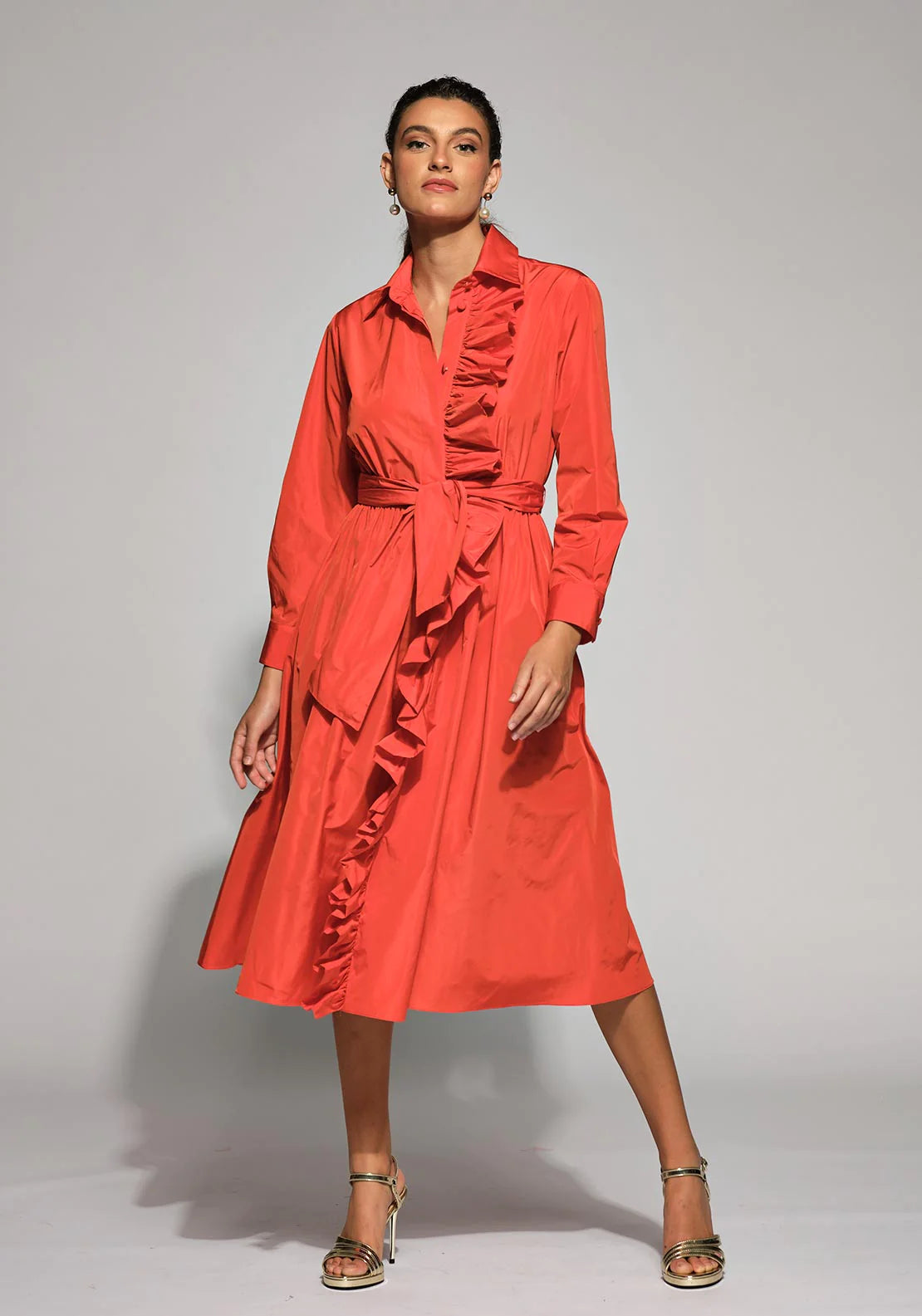 formal dressMoskada Orange Taffeta Knee Length Angela Dress