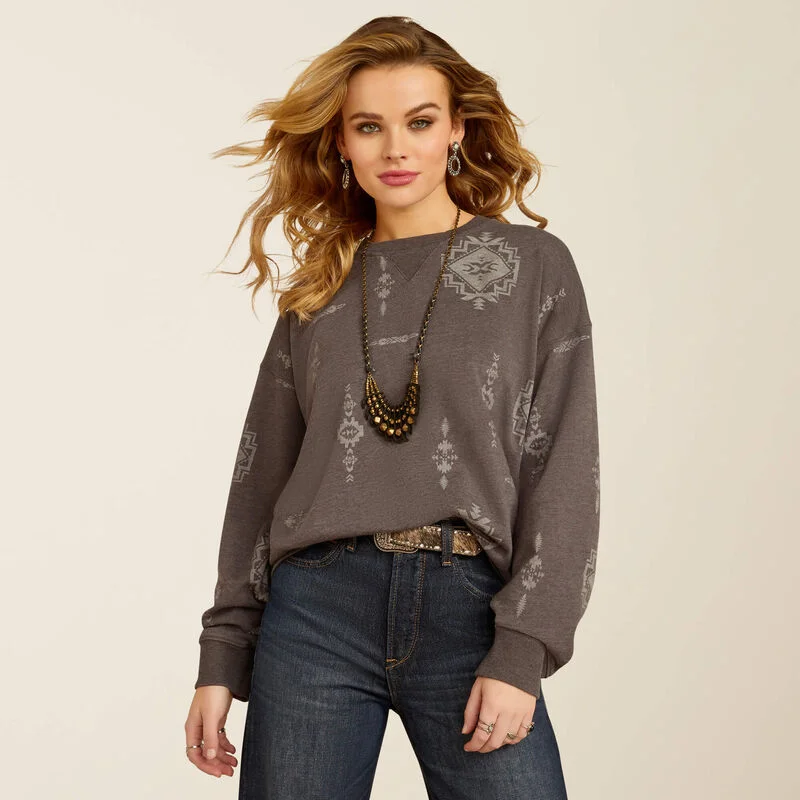 Ariat Women's Outlaw Oversized Sweatshirt in Grey Itzli (Available in Plus Sizes)