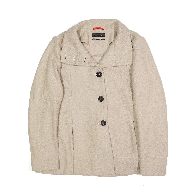 Instant Discount CLINQUE Overcoat Jacket Beige Womens S