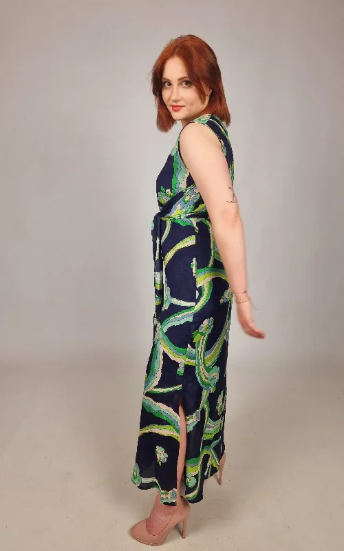 Super Bargain Vilagallo Tamara Navy Print Dress