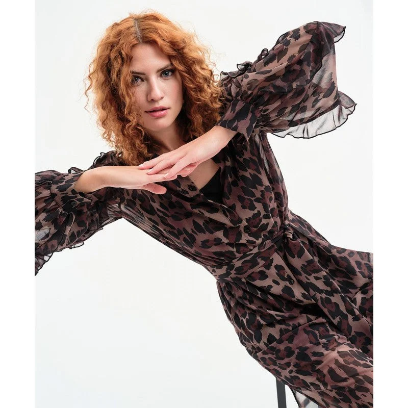 Major Savings Access Fashion Leopard Print Muslin Dress Ruffled Dress
