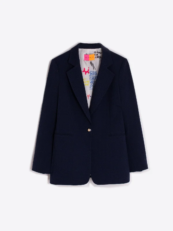 Super Bargain Vilagallo Marino Stretch Sophia Terciopelo Jacket
