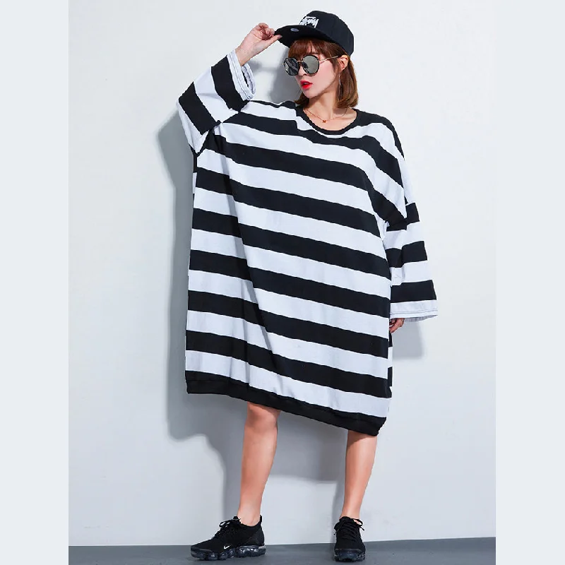 layered dressWomen Dress Casual Loose Striped Dresses