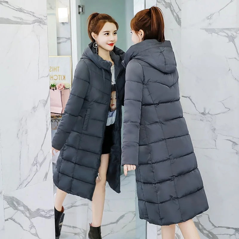 tailored blazer coatS-3XL autumn winter Women lady long duck Down jacket hoodie knee-length Parkas warm Jackets Female winter korean coat clothes