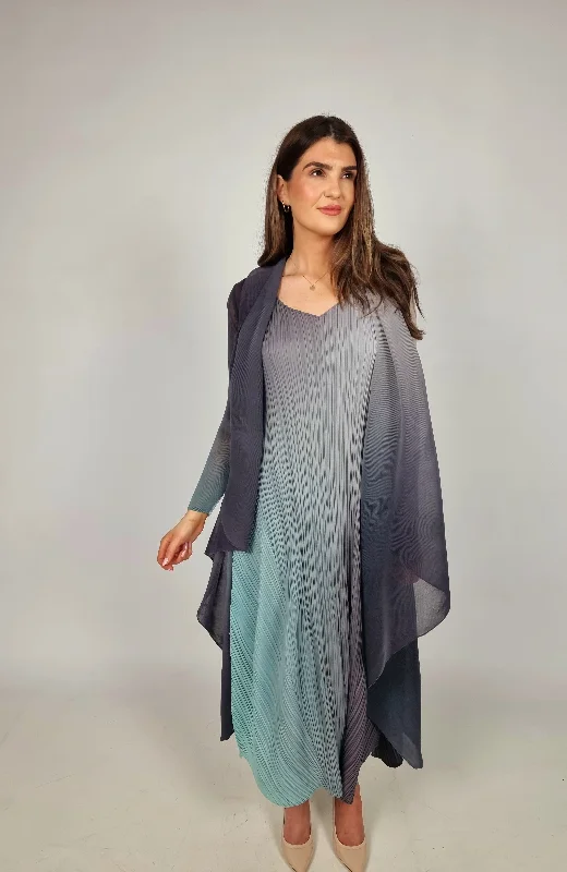 Major Savings Alquema Long Estrella Dress And Collare Coat - Fog Dew