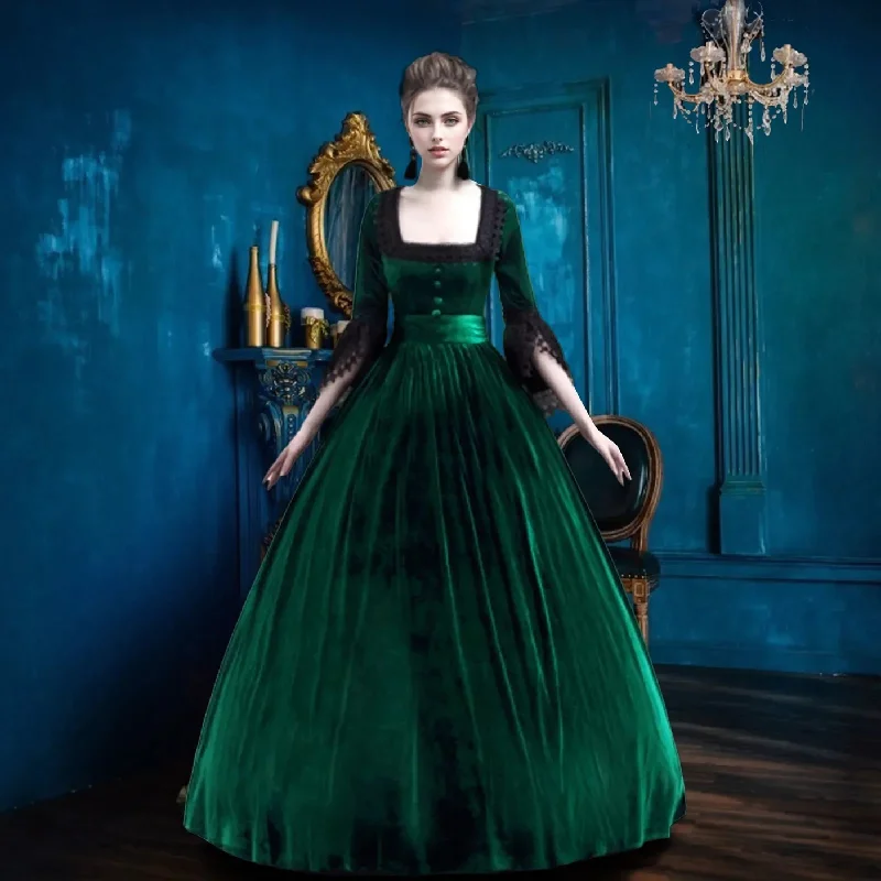 Big Savings JuliaFashion - 2024 New Medieval Renaissance Velvet Gothic Court Queen Cosplay Vestidos Dress
