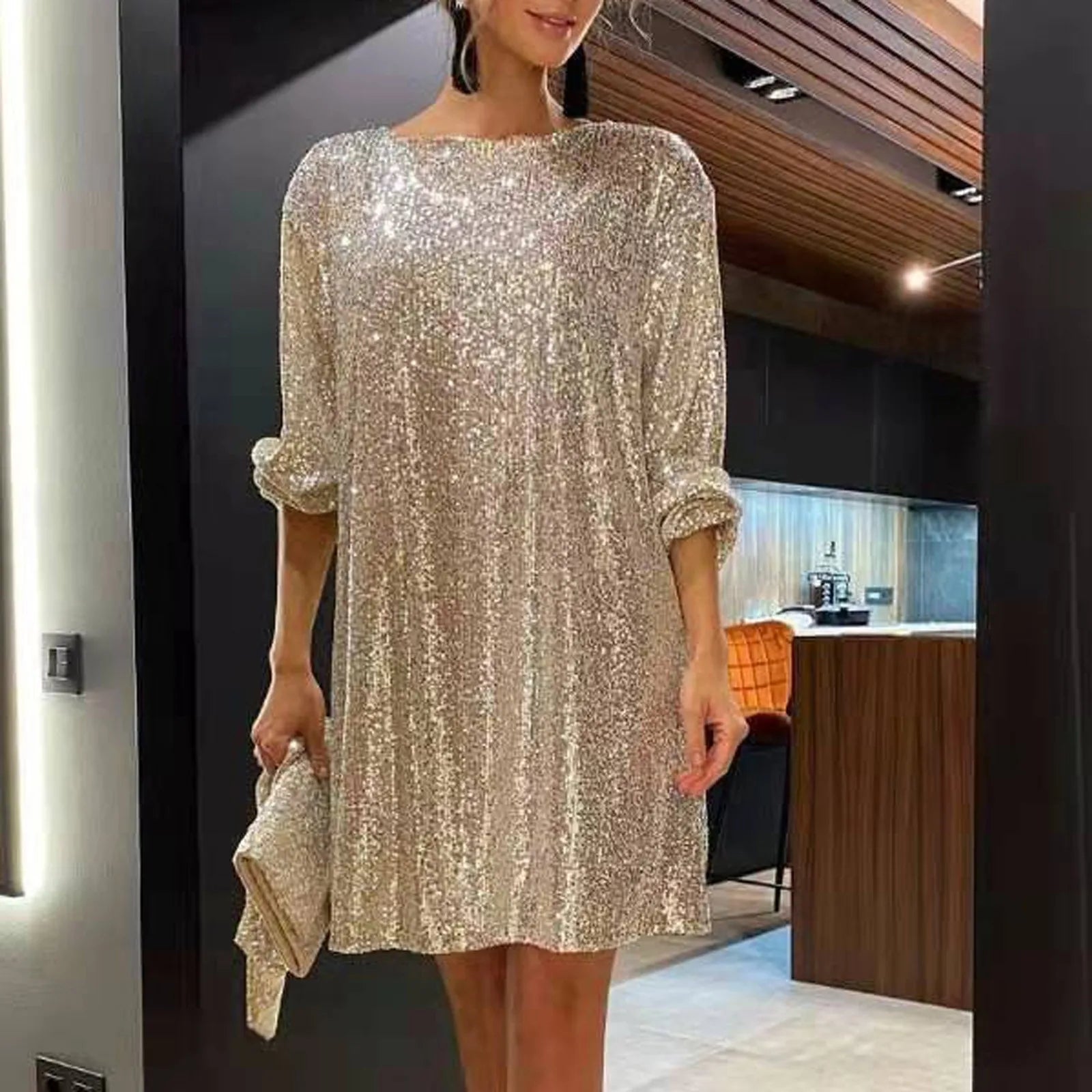 one-shoulder dressJuliaFashion - Fashion Sequin Beaded Vintage Elegant Evening Mini Dress