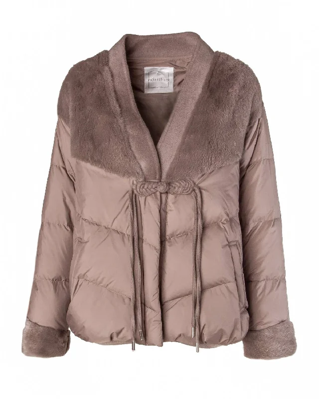 Exclusive Preview Down Jacket W/ Fur In Taupe