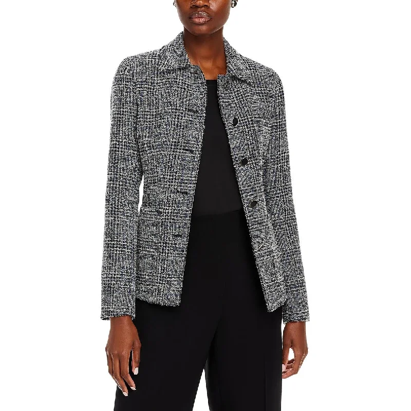 Fantastic Offers Womens Plaid Shoulder Pads Double-Breasted Blazer