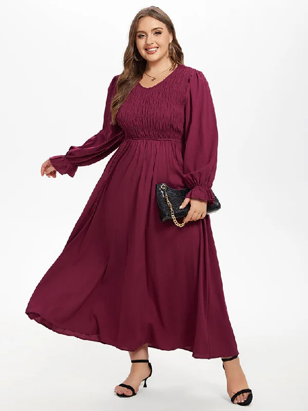 floral wrap dressFlounce Sleeve Ruffled Shirred Maxi Dress