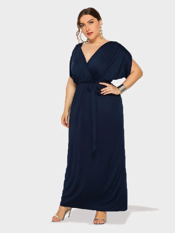 casual day dressPlus Dolman Sleeve Wrap Maxi Party Dress