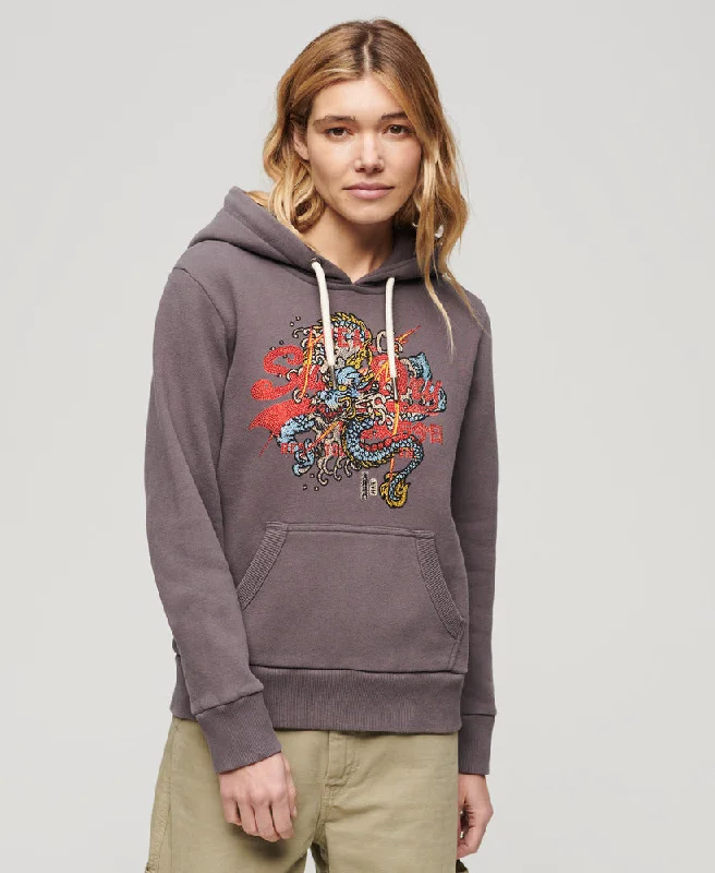 Huge Savings Tokyo Vintage Logo Graphic Hoodie | Rock Dark Grey