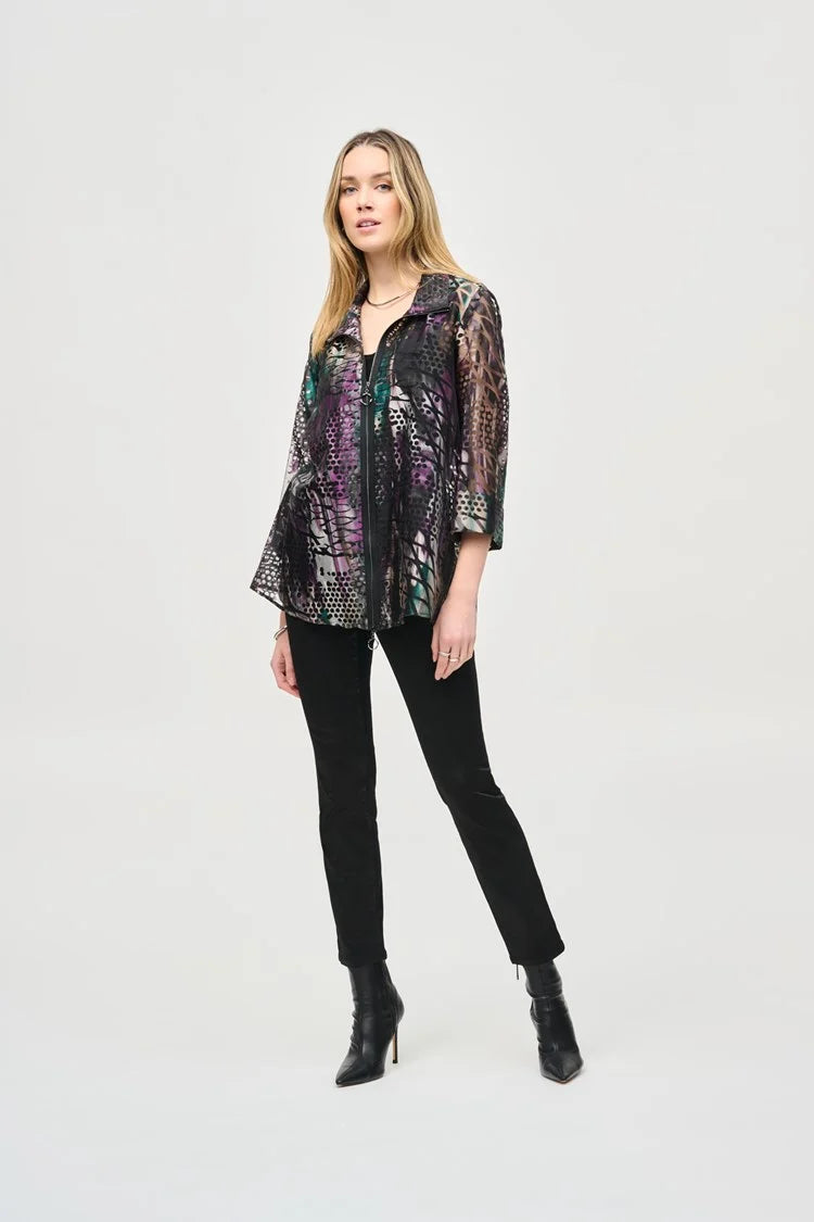 Special Savings Joseph Ribkoff Black Classic Slim Foiled Print Denim Pant