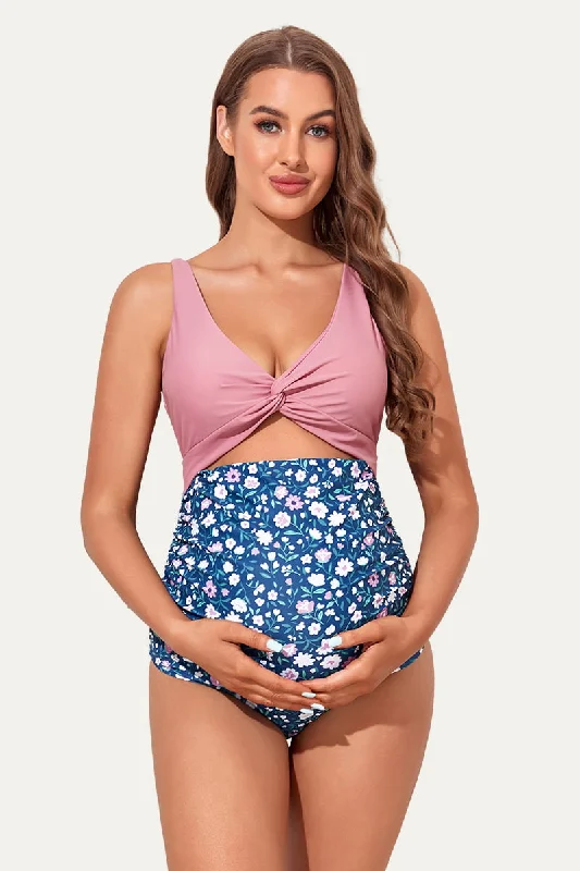 Massive Deals One Piece Criss Cross Cutout Maternity Swimwear